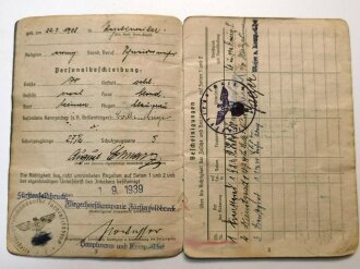 Soldbuch Luftwaffe, ausgestellt am 1.9.39 bei Fliegerhorstkompanie Fürstenfeldbruck