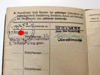 Soldbuch Heer, ausgestellt am 1.Sept. 1944 bei Landes Schützen Ers. Bat. 4