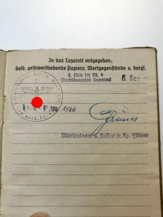 Soldbuch Heer, ausgestellt am 1.Sept. 1944 bei Landes Schützen Ers. Bat. 4