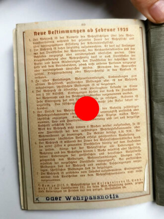 Wehrpaß Heer, eingestellt am 10.Juni 1940 bei 1.Komp. Ers. Btl. 460 Göding