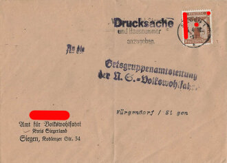 NSDAP Amt für Volkswohlfahrt, Kreis Siegerland, leerer Briefumschlag , gelaufen