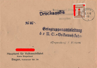 NSDAP Hauptamt für Volkswohlfahrt, Kreis Siegerland, leerer Briefumschlag , gelaufen