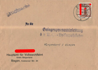 NSDAP Hauptamt für Volkswohlfahrt, Kreis Siegerland, leerer Briefumschlag , gelaufen