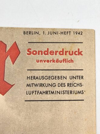 Der Adler Sonderdruck "Das erste unsymmetrische Flugzeug" 1. Juni-Heft 1942 