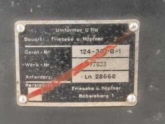 Luftwaffe , Umformer U 11a, Ln 28668, für Peil G6. Originallack, ungereinigt, Funktion nicht geprüft