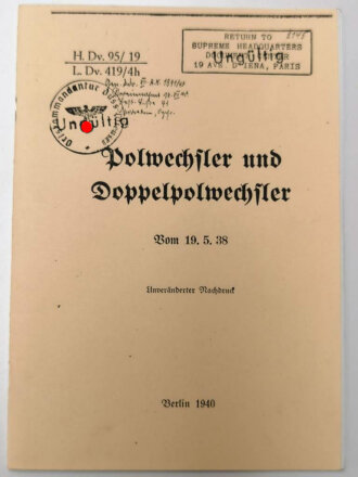 REPRODUKTION H.Dv. 95/19 "Polwechsler und Doppelpolwechsler", ca. 31 Seiten, DIN A5