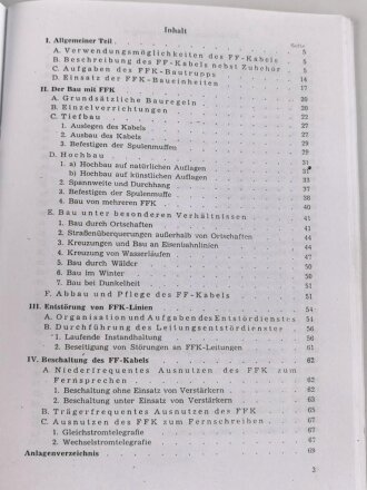 REPRODUKTION L.Dv. 703/li "Luftnachrichtentruppe, Teil 1 Truppenmäßige Nachrichtenanlagen - Heft i Feldfernkabelbau, ca. 80 Seiten, DIN A5