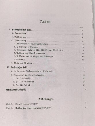 REPRODUKTION L.Dv. 702/1 "Luftnachrichtentruppe, Teil 1 Gerätebeschreibung - Heft 4 Der Wandfernsprecher OB 04", 28 Seiten, DIN A5