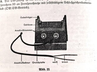 REPRODUKTION L.Dv. 702/1 "Luftnachrichtentruppe, Teil 1 Gerätebeschreibung - Heft 2 Der Feldfernsprecher 33 mit Feldelement, Kopffernhörer und SB-Zusatz", 52 Seiten, DIN A5