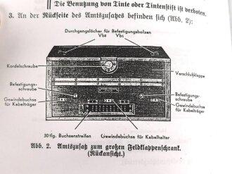 REPRODUKTION L.Dv. 702/1 "Luftnachrichtentruppe, Teil 1 Gerätebeschreibung - Heft 18 Der Amtszusatz zum großen Feldklappenschrank", 29 Seiten, DIN A5