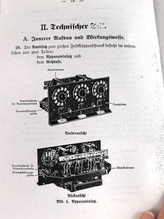 REPRODUKTION L.Dv. 702/1 "Luftnachrichtentruppe, Teil 1 Gerätebeschreibung - Heft 18 Der Amtszusatz zum großen Feldklappenschrank", 29 Seiten, DIN A5