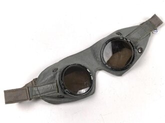 Schutzbrille Wehrmacht aus grauem Leder mit getönten...