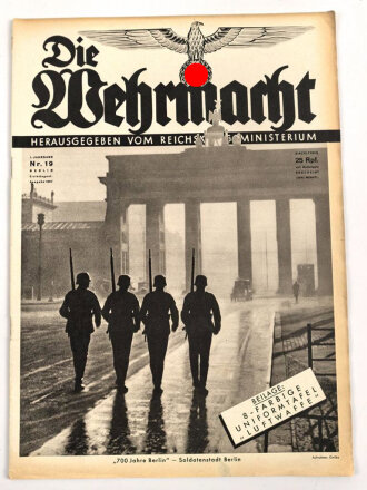 Die Wehrmacht "700 Jahre Berlin", Heft Nr. 19 , Erste August Ausgabe 1937