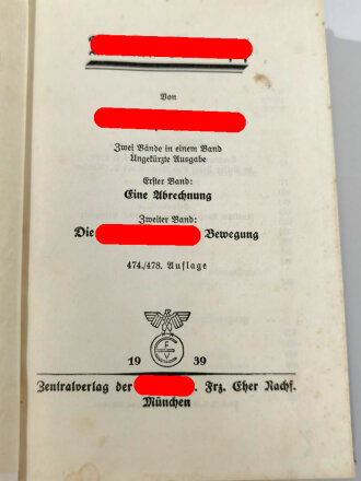 Adolf Hitler " Mein Kampf" Blaue Ganzleinenausgabe von 1939. gebraucht