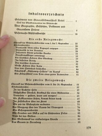 "Der Sieg in Polen" datiert 1940, 174 Seiten, DIN A5, gebraucht