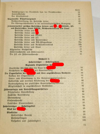 "Organisationsbuch der NSDAP", datiert 1943, 596 Seiten, stark gebraucht, Buchrücken lose