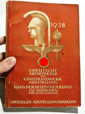 "2. Deutsche Architektur- und Kunsthandwerkausstellung - Offizieller Ausstellungskatalog", datiert 1938, DIN A5, gebraucht