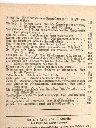 "Köhlers illustrierter Heeres-Kalender" datiert 1939, 224 Seiten,  über  DIN A5, gebraucht