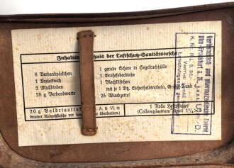 Luftschutz Sanitätstasche für das Koppel. Guter Zustand, datiert 1939