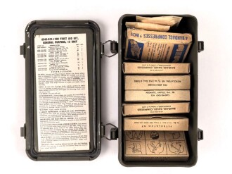 U.S. Army  First Aid Kit, general purpose, with contents.