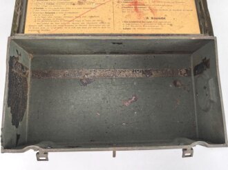 U.S. Medical Department . German  WWII vehicle first aid case, used by " CPL. W.W. Tolley" 164 Engr. Bn for medical supplies. Origianl paint.