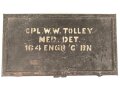 U.S. Medical Department . German  WWII vehicle first aid case, used by " CPL. W.W. Tolley" 164 Engr. Bn for medical supplies. Origianl paint.