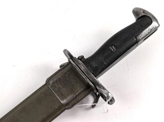 U.S. 2.Weltkrieg, Seitengewehr für M1 Garant, Hersteller "PAL 1943" Kammermäßig gekürzte 1. Weltkriegs Klinge.  Originallack, ungereinigtes Stück