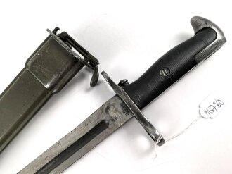 U.S. 2.Weltkrieg, Seitengewehr für M1 Garant, Hersteller "PAL 1943" Kammermäßig gekürzte 1. Weltkriegs Klinge.  Originallack, ungereinigtes Stück