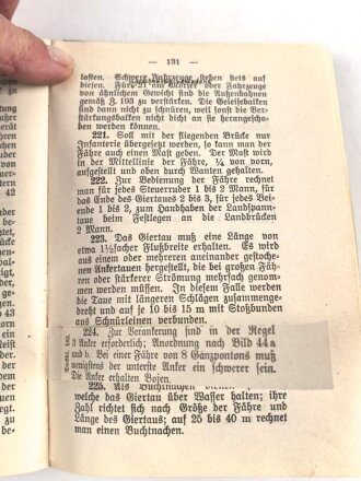 Kaiserreich, "Pontonier Vorschrift" D.V.E.Nr. 202. vom 17.Mai 1910 mit 214 Seiten