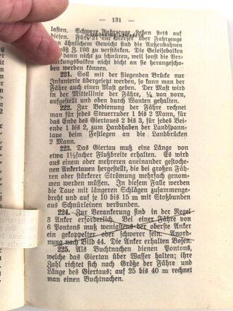 Kaiserreich, "Pontonier Vorschrift" D.V.E.Nr. 202. vom 17.Mai 1910 mit 214 Seiten