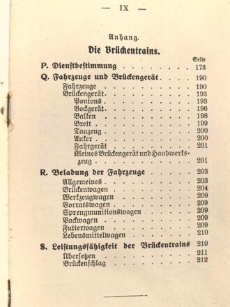 Kaiserreich, "Pontonier Vorschrift" D.V.E.Nr. 202. vom 17.Mai 1910 mit 214 Seiten