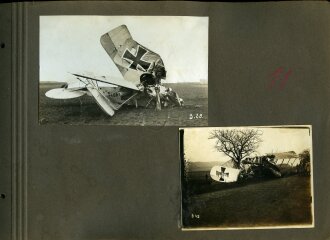 1. Weltkrieg, Fotoalbum mit 147 Fotos, meist im Ansichtskartenformat eines Angehörigen der Fliegertruppen , Französisch Flandern