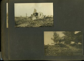 1. Weltkrieg, Fotoalbum mit 147 Fotos, meist im Ansichtskartenformat eines Angehörigen der Fliegertruppen , Französisch Flandern