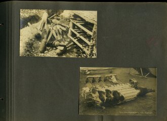 1. Weltkrieg, Fotoalbum mit 147 Fotos, meist im Ansichtskartenformat eines Angehörigen der Fliegertruppen , Französisch Flandern