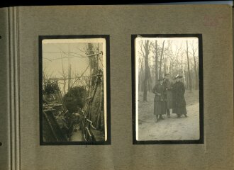 1. Weltkrieg, Fotoalbum mit 147 Fotos, meist im Ansichtskartenformat eines Angehörigen der Fliegertruppen , Französisch Flandern