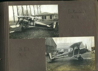 1. Weltkrieg, Fotoalbum mit 147 Fotos, meist im Ansichtskartenformat eines Angehörigen der Fliegertruppen , Französisch Flandern