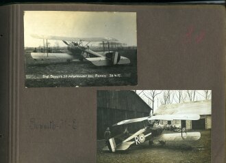 1. Weltkrieg, Fotoalbum mit 147 Fotos, meist im Ansichtskartenformat eines Angehörigen der Fliegertruppen , Französisch Flandern