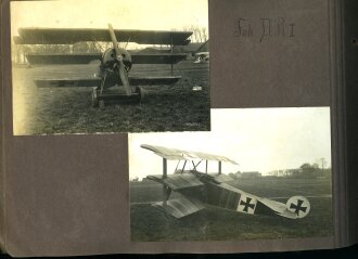 1. Weltkrieg, Fotoalbum mit 147 Fotos, meist im Ansichtskartenformat eines Angehörigen der Fliegertruppen , Französisch Flandern