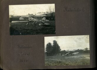 1. Weltkrieg, Fotoalbum mit 147 Fotos, meist im Ansichtskartenformat eines Angehörigen der Fliegertruppen , Französisch Flandern