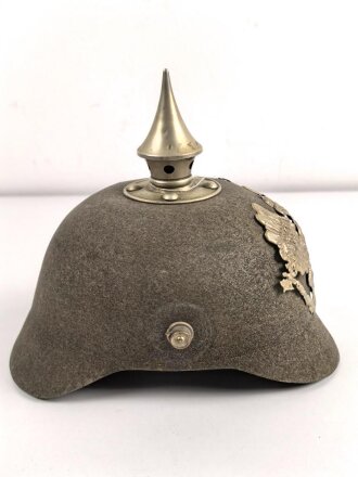 1. Weltkrieg Preussen, Pickelhaube für Mannschaften aus Filz. Guter Gesamtzustand, unvollständig