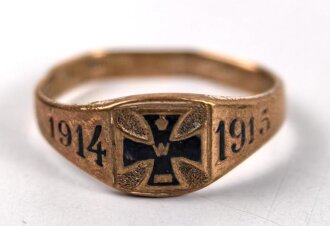 1.Weltkrieg, patriotischer Fingerring aus "Double" 1914 1915 Eisernes Kreuz