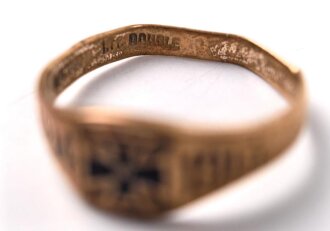 1.Weltkrieg, patriotischer Fingerring aus "Double" 1914 1915 Eisernes Kreuz