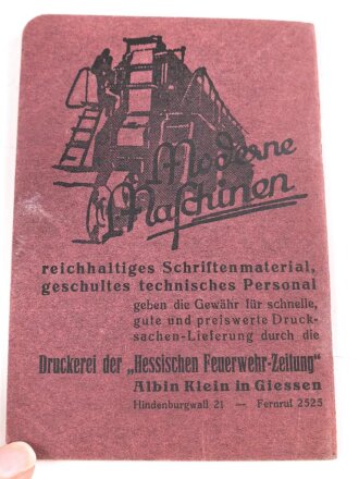 Feuerwehr III.Reich,"Singen!" Liederbuch mit 32 Seiten, DIN A6