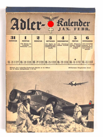 "Adler-Kalender 1943" DIN A5, Deckblatt fehlt