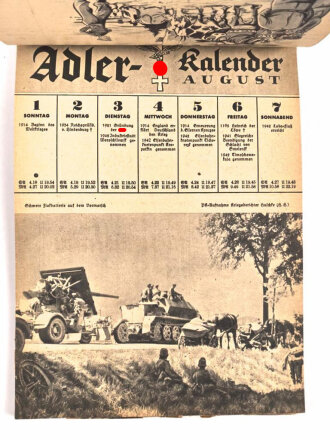 "Adler-Kalender 1943" DIN A5, Deckblatt fehlt