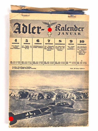 "Adler-Kalender 1942"  DIN A5, Deckblatt und erste Seite fehlt