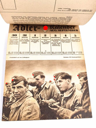 "Adler-Kalender 1942"  DIN A5, Deckblatt und erste Seite fehlt