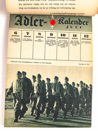 "Adler-Kalender 1940"  DIN A5, Deckblatt und erste Seiten fehlen