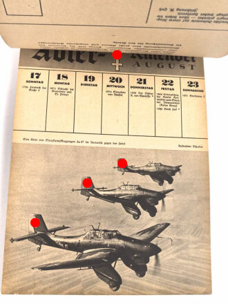 "Adler-Kalender 1940"  DIN A5, Deckblatt und erste Seiten fehlen