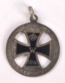 1.Weltkrieg, patriotischer Anhänger , glanzlackiertes Eisernes Kreuz 1914 " Gott mit uns, In treue Fest" Durchmesser 25mm